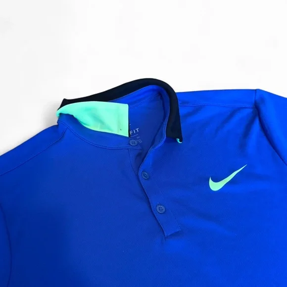 Nike Men's Vibrant Blue Polo with Neon Accents - Picture 6 of 7